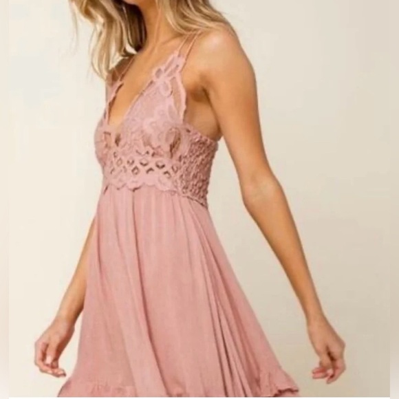Free People One Adella Slip Dress in Mauve xsmall - Picture 5 of 7